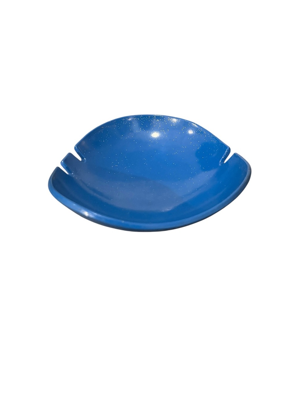 Vintage Mid-Century Galaxy Speckled Blue Melamine Ashtray 1960s 3 Slot
